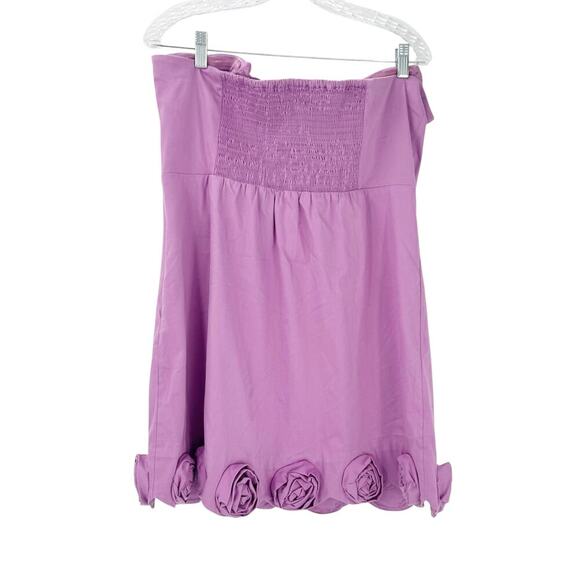 Anthropologie Maeve Strapless Rosette-Trim Mini Dress 3D Flower X-Large NWOT - Picture 8 of 12